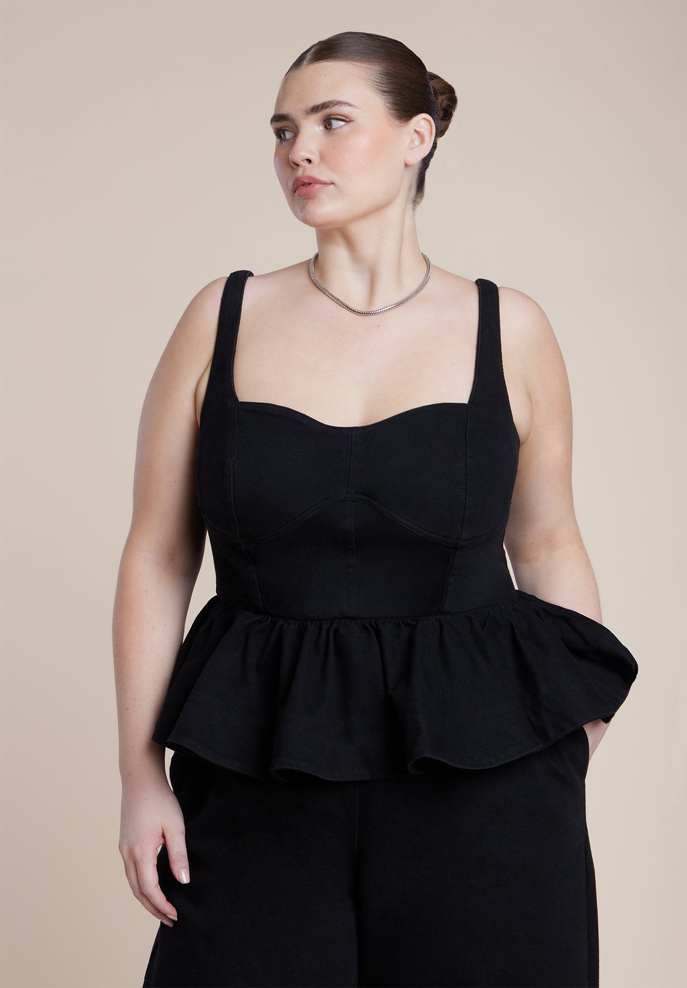 Peplum Barrel Leg Jumpsuit image number 1