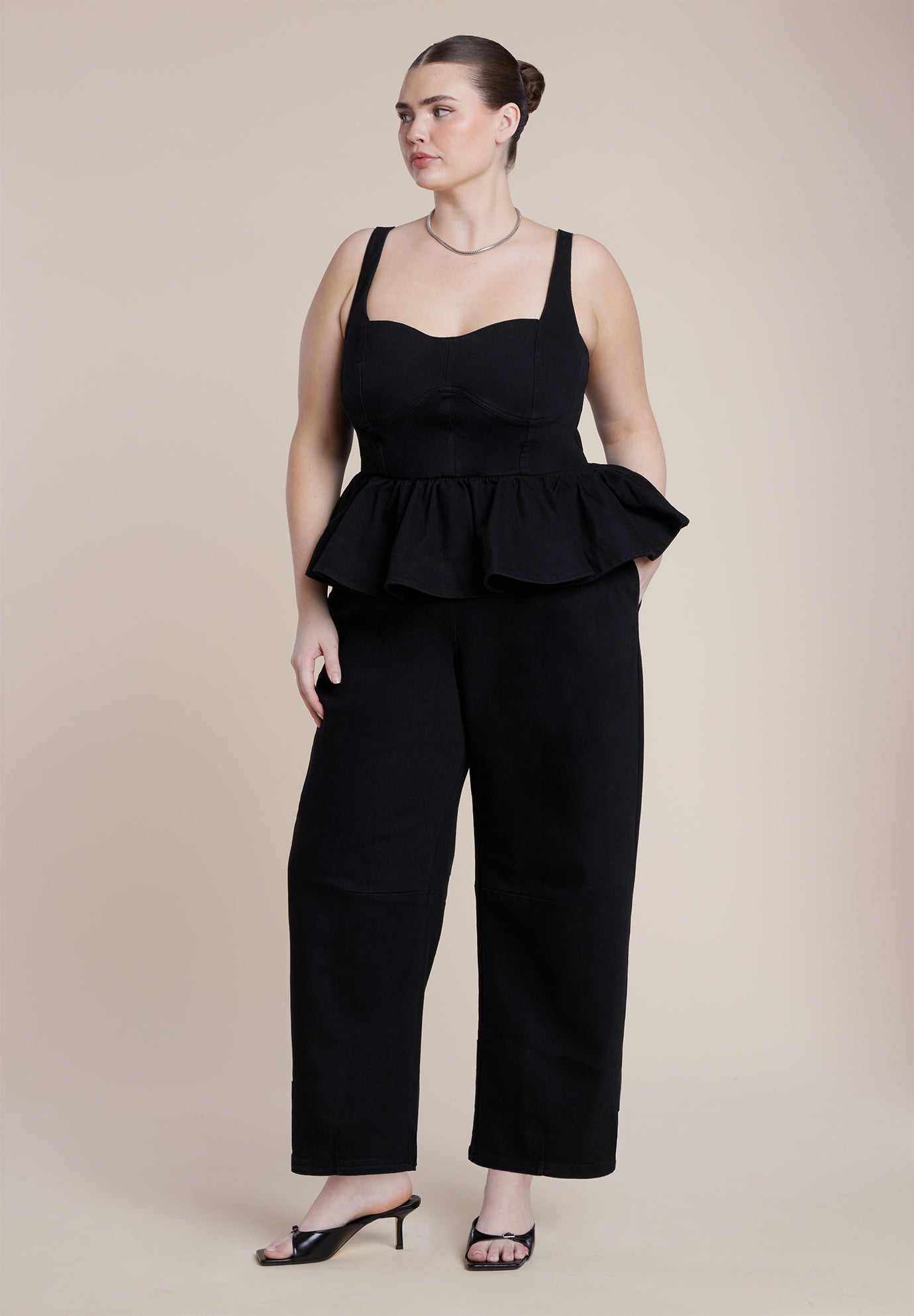 Peplum Barrel Leg Jumpsuit image number 0