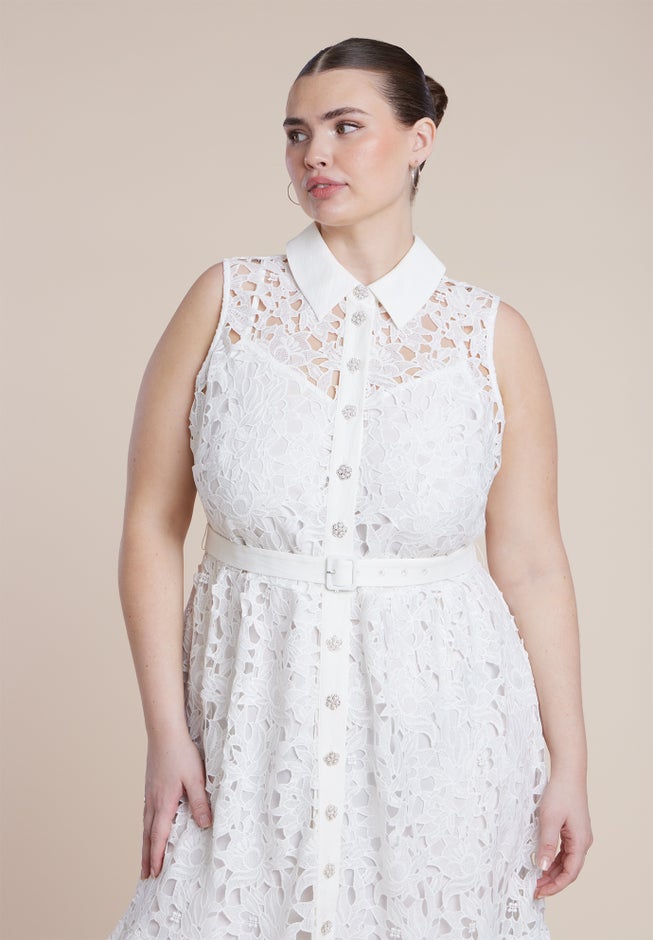 Lace Dress With Buttons & Collar image number 1