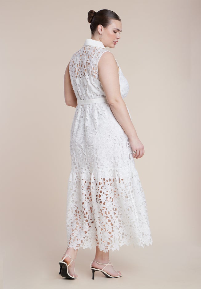 Lace Dress With Buttons & Collar image number 3