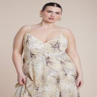 Printed Tie Straps Maxi Dress image number null