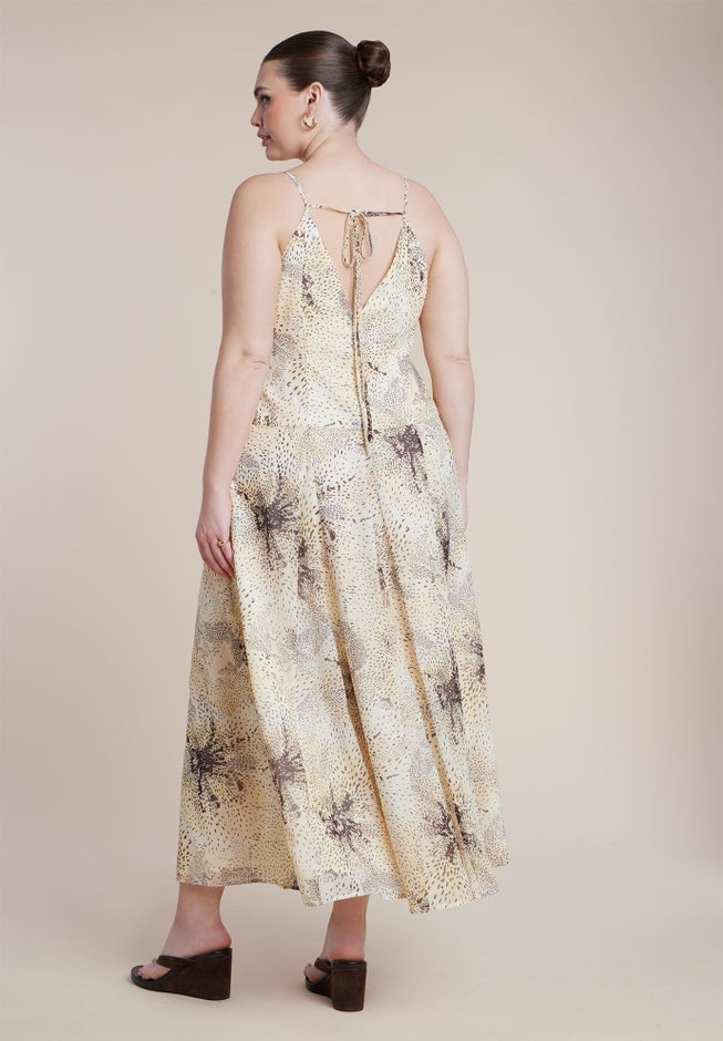 Printed Tie Straps Maxi Dress image number 3