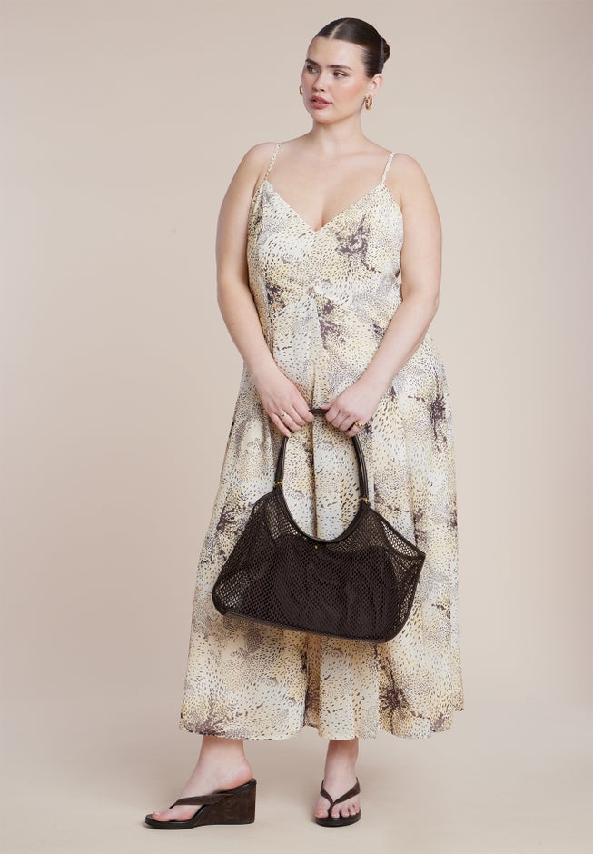 Printed Tie Straps Maxi Dress image number 4