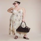 Printed Tie Straps Maxi Dress image number null