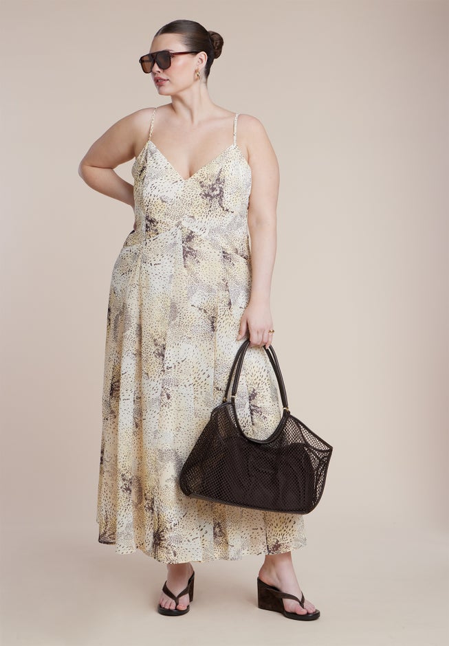 Printed Tie Straps Maxi Dress image number 5