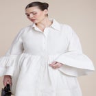 Poplin Ruffle Flare Mini Dress image number null