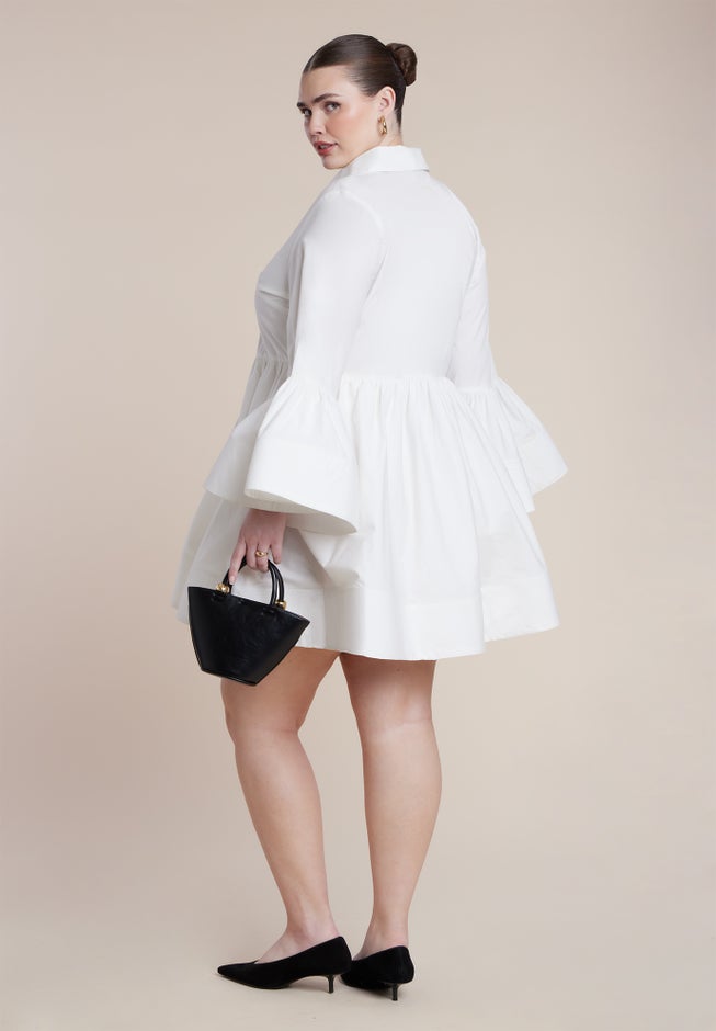 Poplin Ruffle Flare Mini Dress image number 3