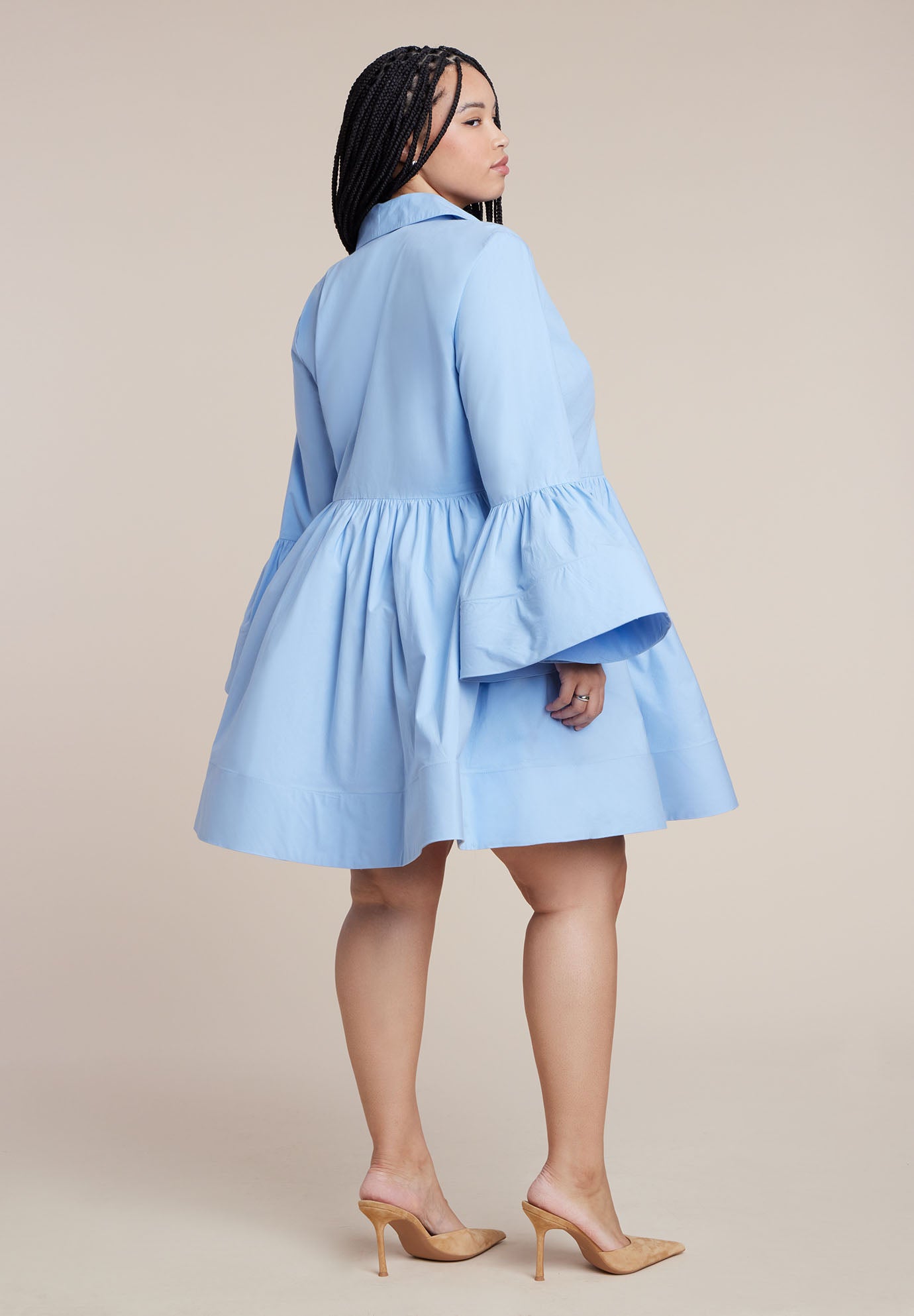 Poplin Ruffle Flare Mini Dress image number 3