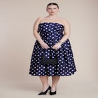 Strapless Polka Dot Flare Midi Dress image number null