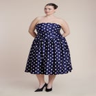 Strapless Polka Dot Flare Midi Dress image number null