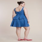 Denim Flower Applique Mini Dress image number null