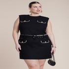 Belted Tweed Mini Dress image number null