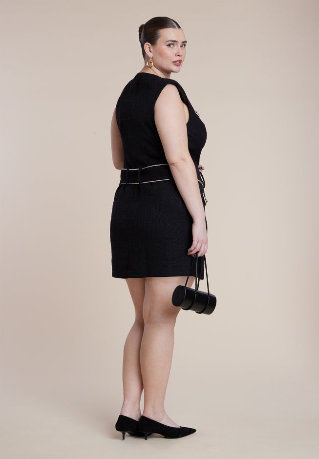 Belted Tweed Mini Dress image number 2