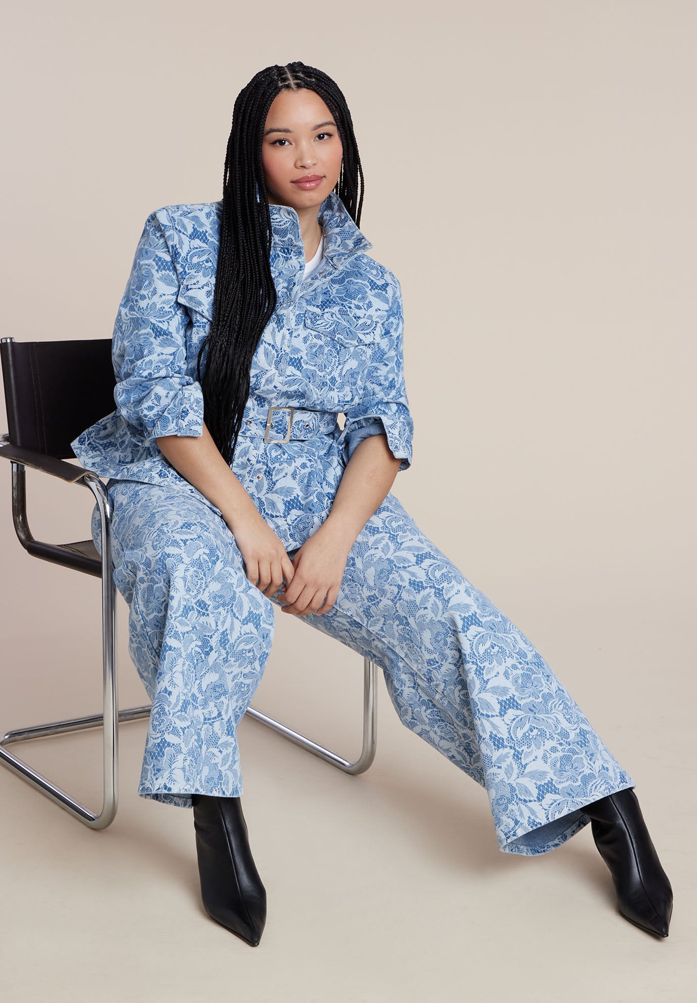 Lace Printed Wide Leg Jeans image number 2