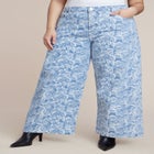 Lace Printed Wide Leg Jeans image number null