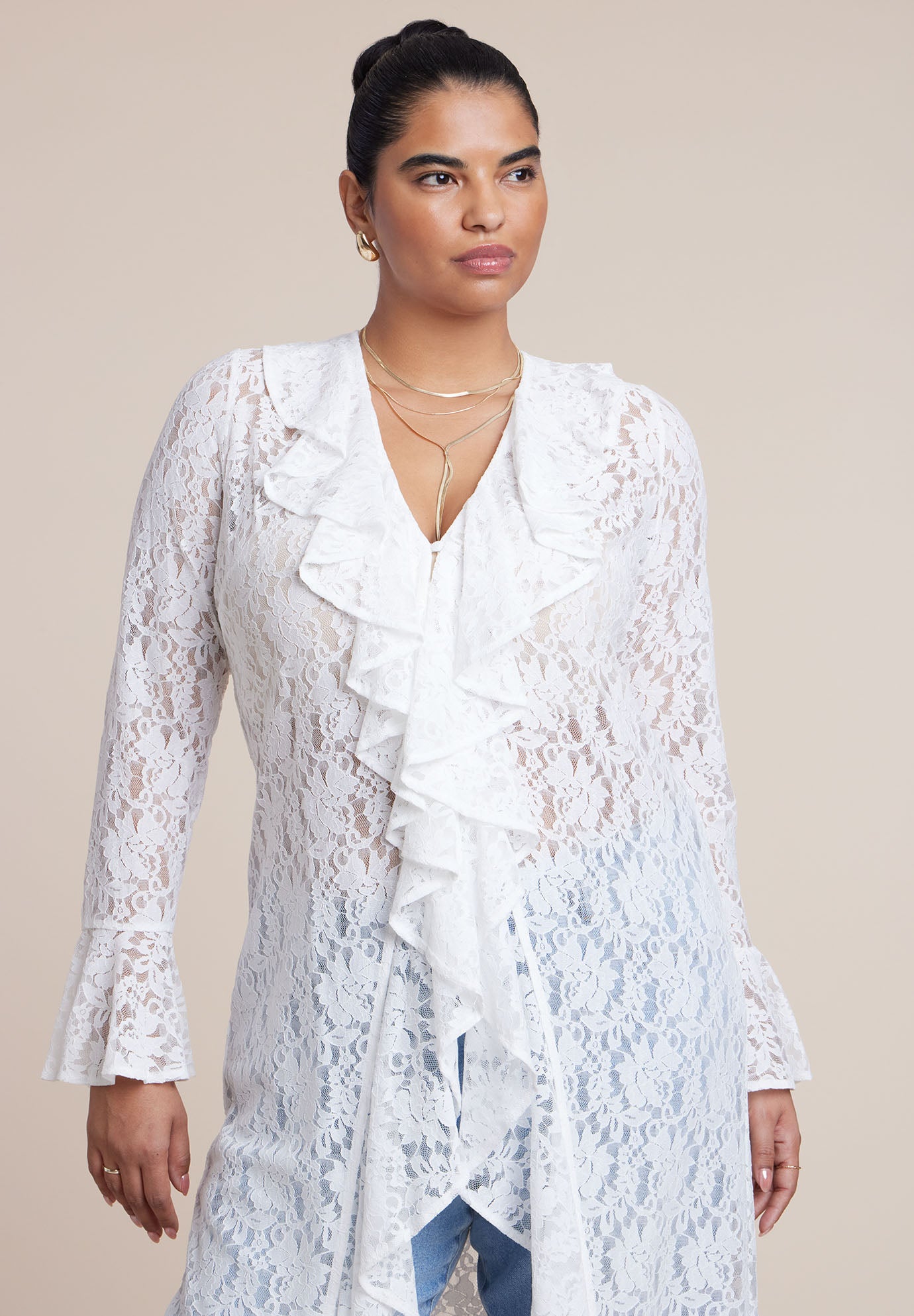 Lace Ruffle Duster image number 3