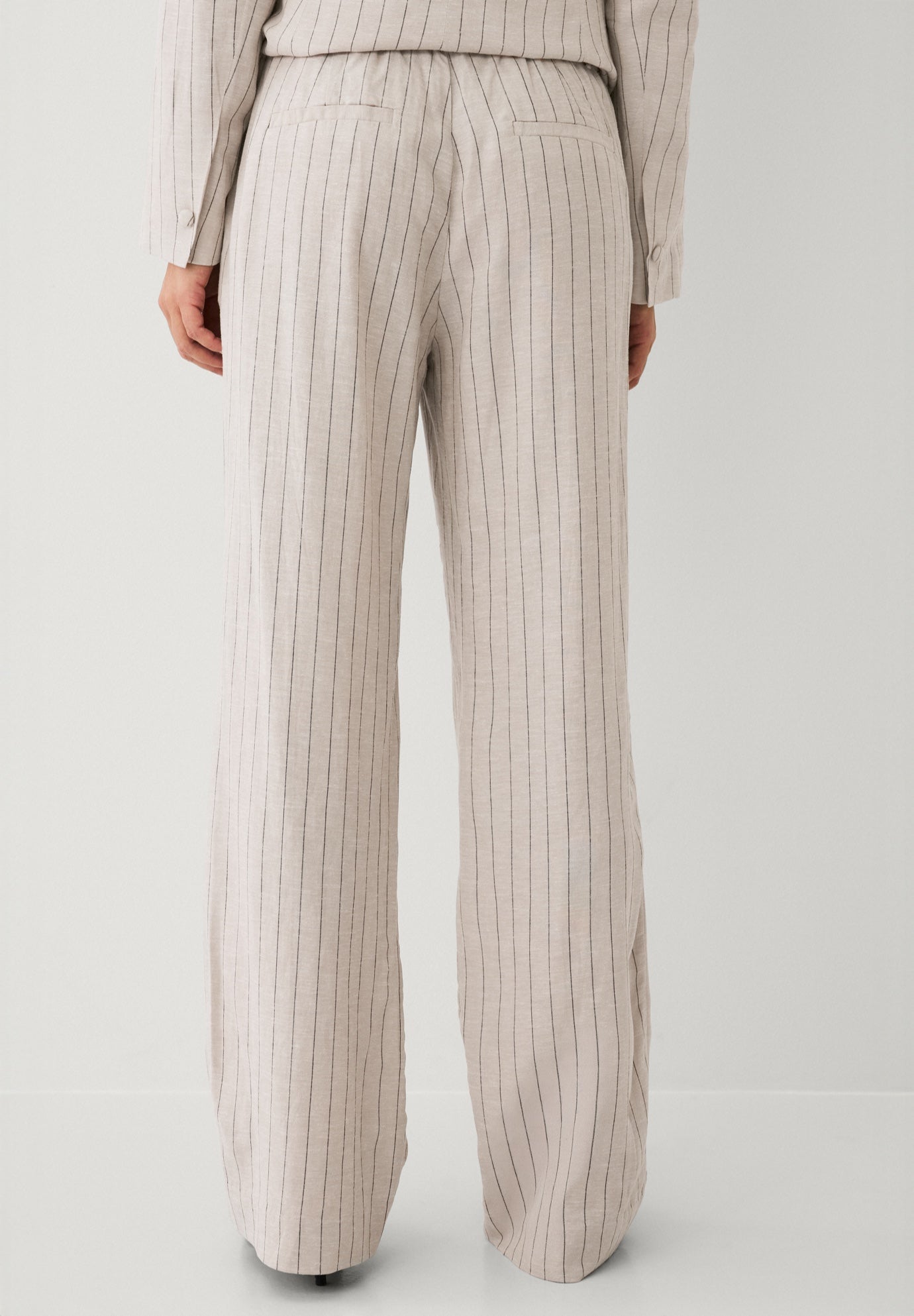 Wide Leg Elastic Waist Linen Trouser image number 1