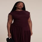 Drape Detail Fitted Mesh Dress image number null