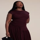 Drape Detail Fitted Mesh Dress image number null