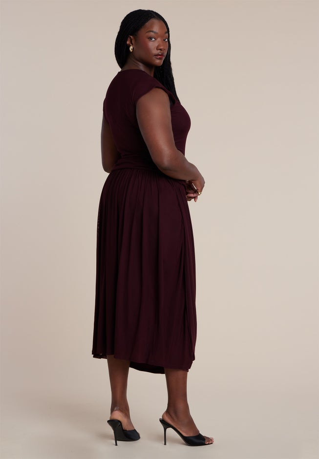 Drape Detail Fitted Mesh Dress image number 3