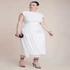 Drape Detail Fitted Mesh Dress image number null