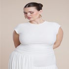 Drape Detail Fitted Mesh Dress image number null