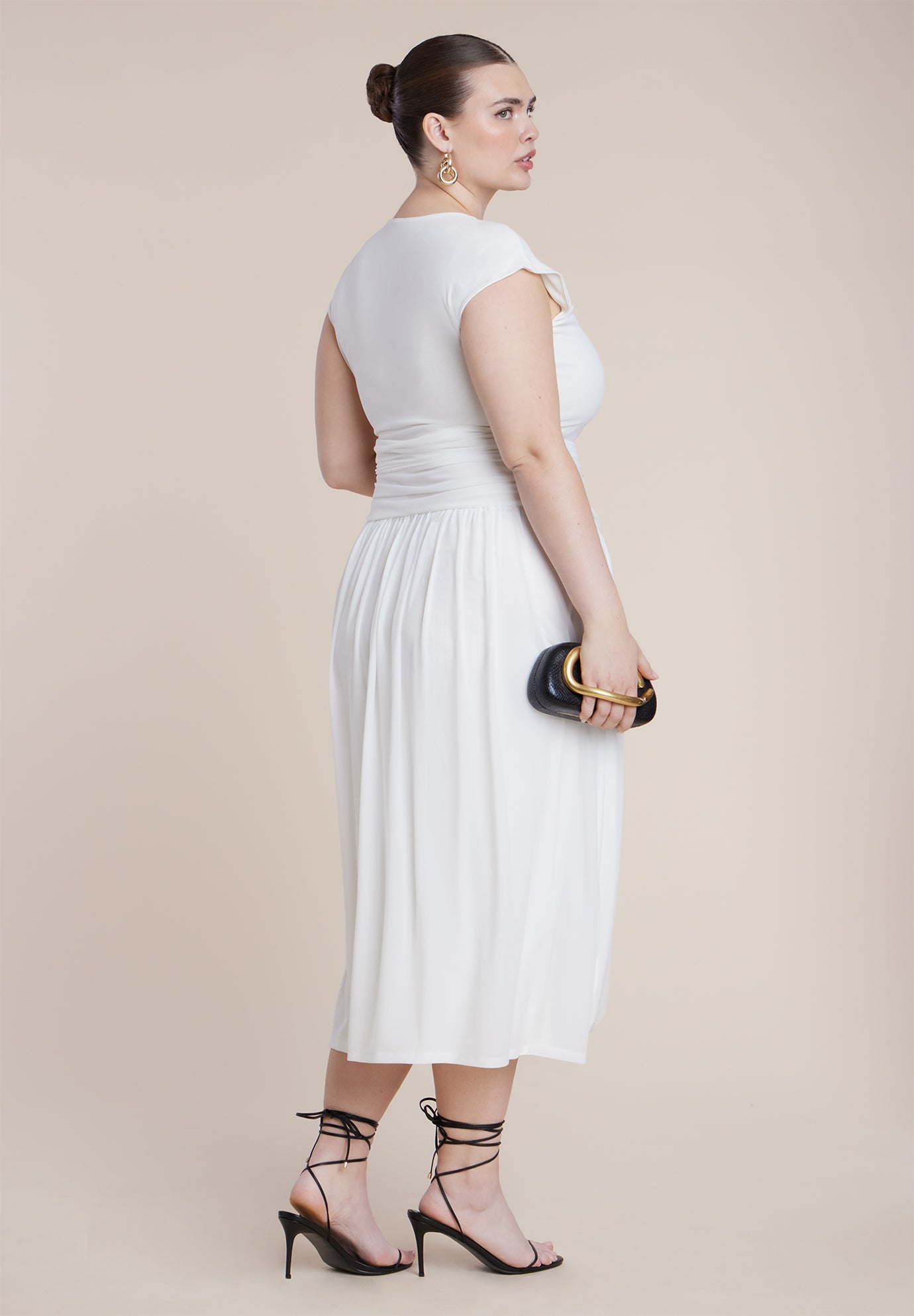 Drape Detail Fitted Mesh Dress image number 4