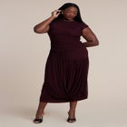 Drape Detail Fitted Mesh Dress image number null