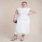 Drape Detail Fitted Mesh Dress image number null