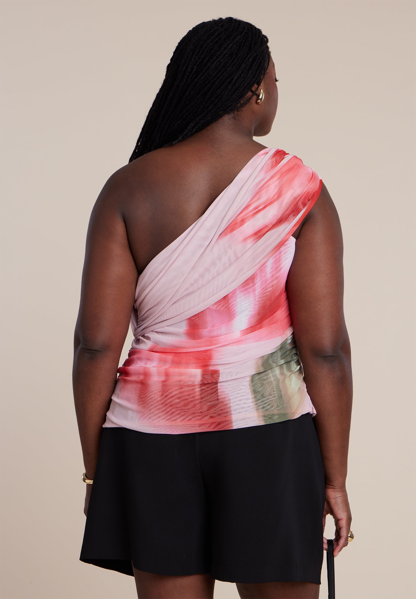 Twist Drape Sheer Mesh Top image number 1