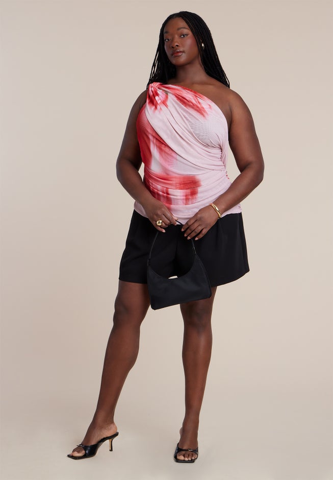 Twist Drape Sheer Mesh Top image number 2