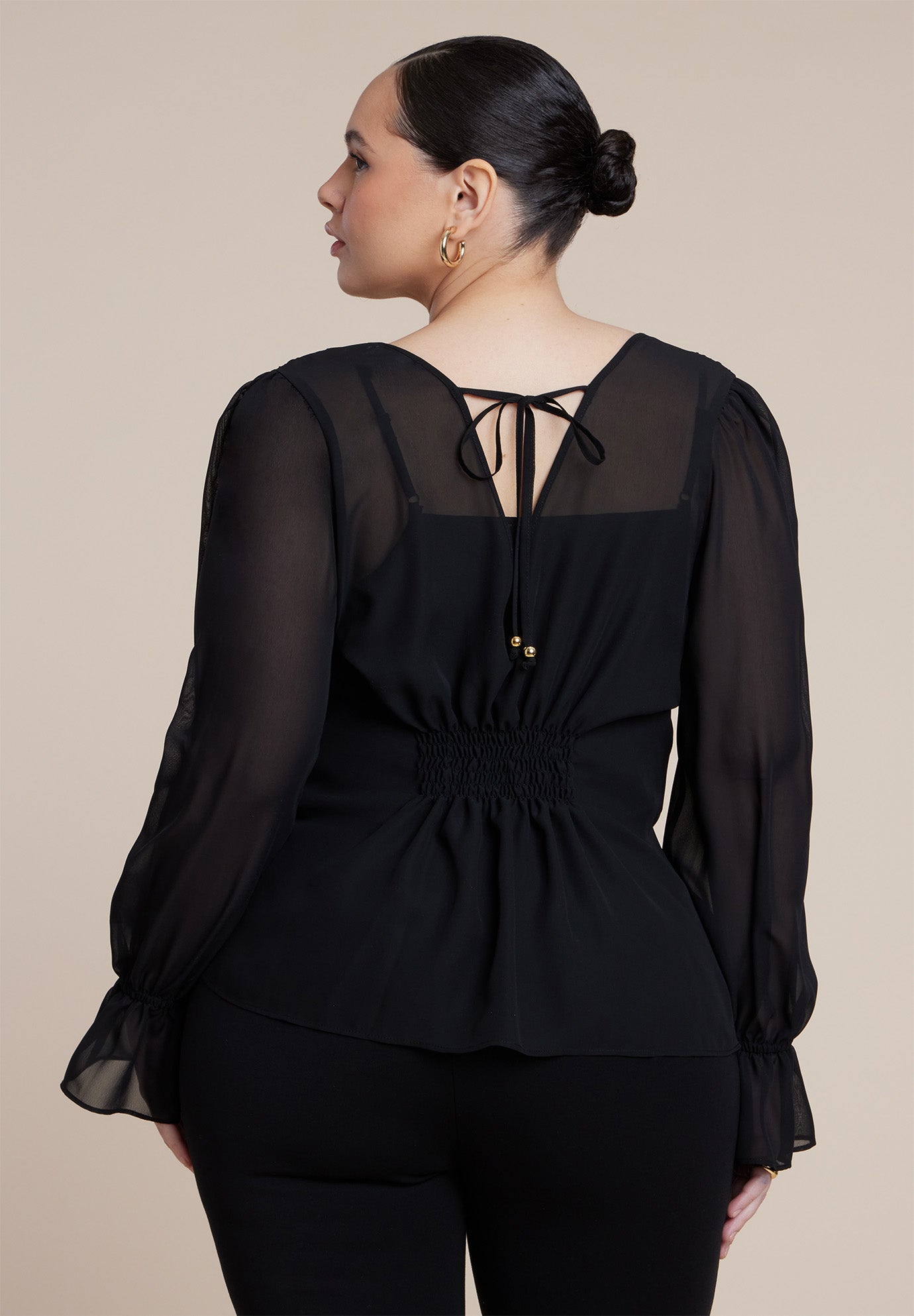 Smocked Sheer Blouse image number 1