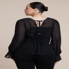 Smocked Sheer Blouse image number null