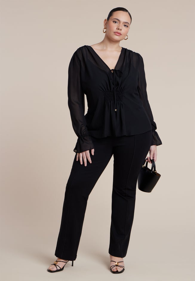 Smocked Sheer Blouse image number 2