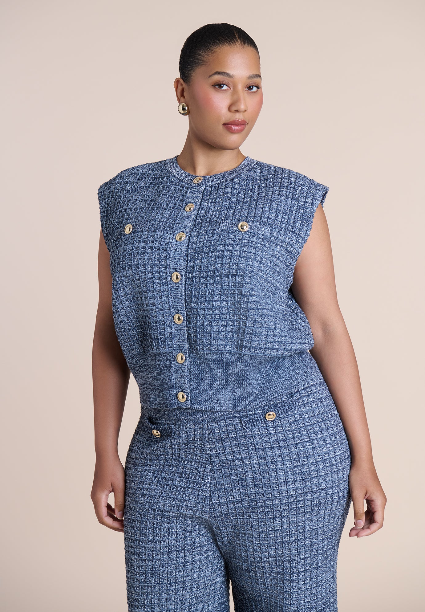 Button Detail Knit Vest image number 0