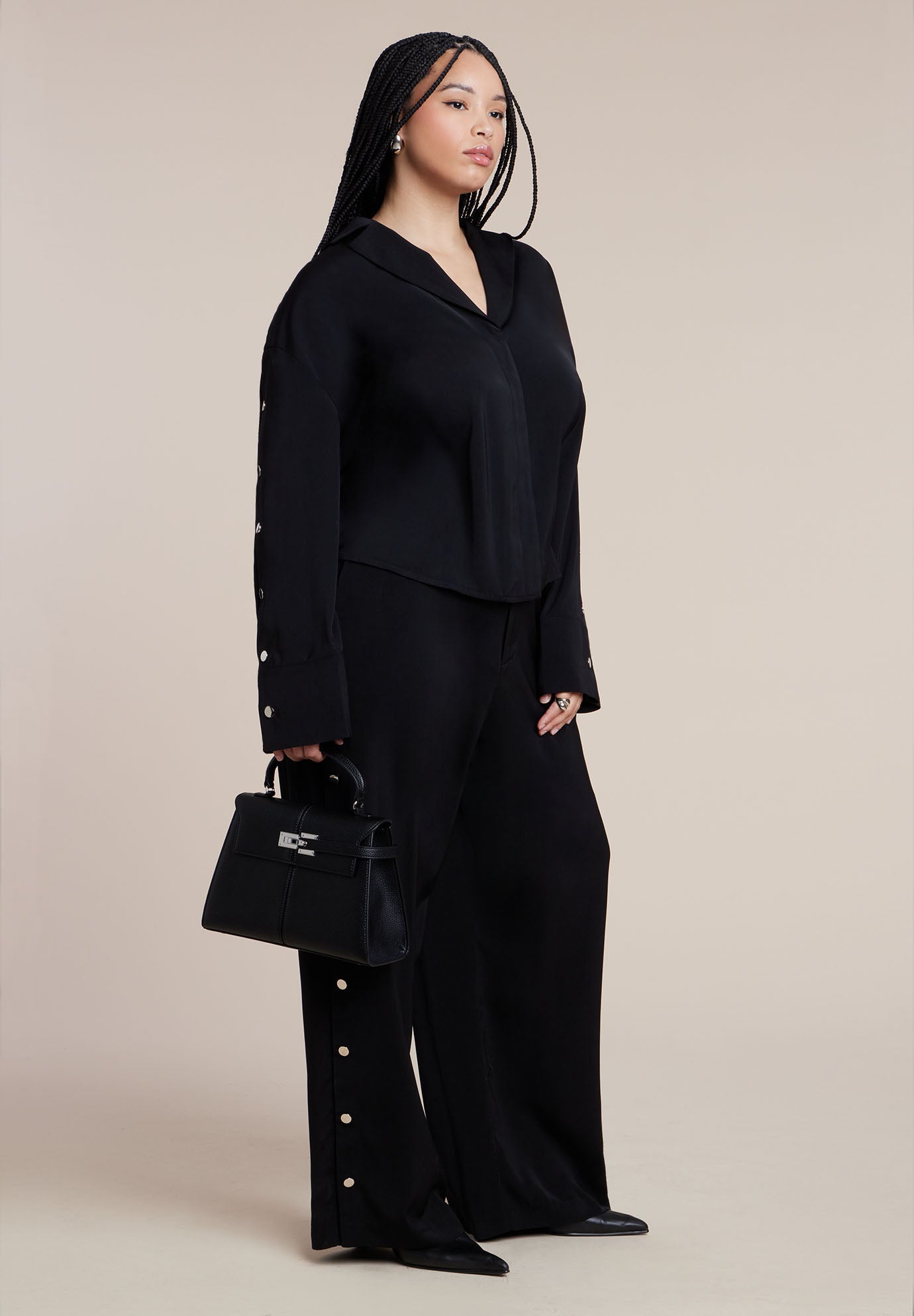 Snap Detail Wide Leg Trouser image number 2