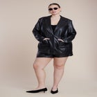 Perforated Faux Leather Blazer image number null