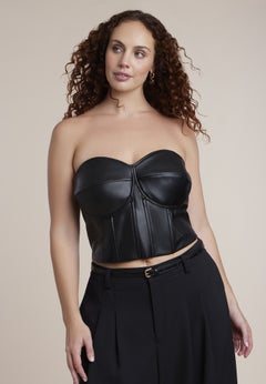 Faux Leather Lace-Up Bustier Top
