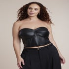 Faux Leather Lace-Up Bustier Top image number 0
