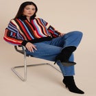 Striped Zipper Front Pullover image number null
