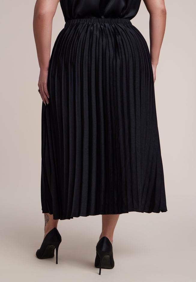 Pleated Satin Midi Skirt image number 2