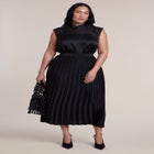 Pleated Satin Midi Skirt image number 3