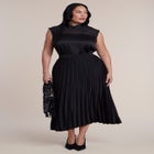 Pleated Satin Midi Skirt image number 0