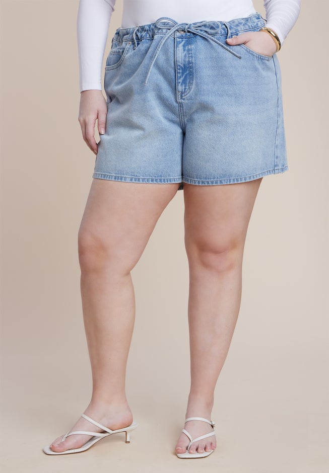 Drawstring Relaxed Denim Short image number 1