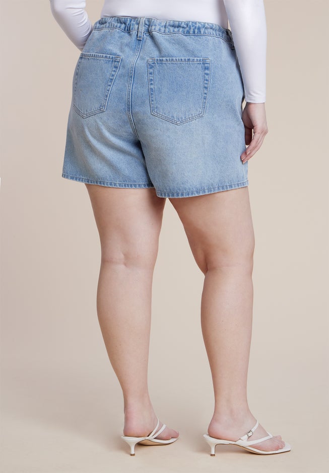 Drawstring Relaxed Denim Short image number 2