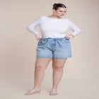 Drawstring Relaxed Denim Short image number null