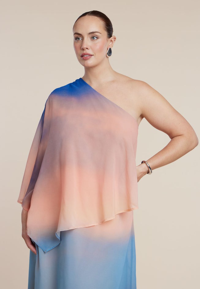 Printed Cape Maxi Dress image number 3