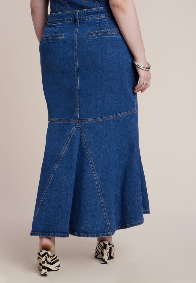 Denim Trumpet Maxi Skirt image number 2