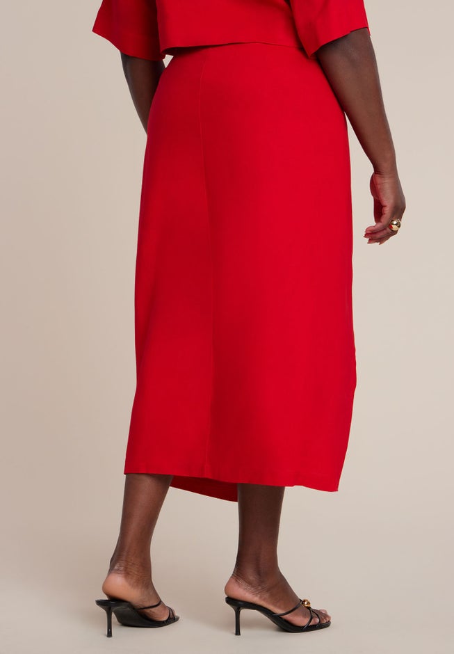 Linen Blend Wrap Skirt image number 2
