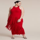 Ribbed Fringe Maxi Dress image number null